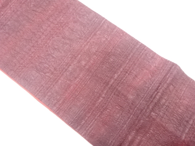 ふくれ織　抽象動物模様織り出し　全通袋帯